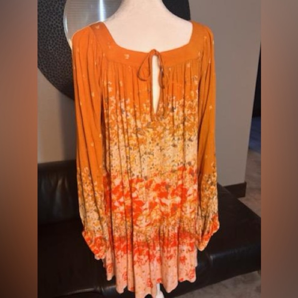 Free People Orange and Yellow Floral Tunic Dress - Picture 6 of 14